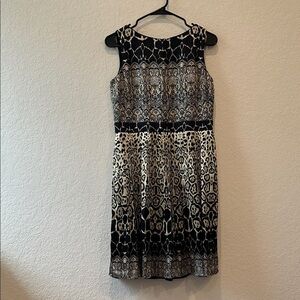 Kay Unger Black and Gold Silk Dress